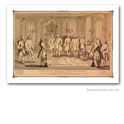 Assemblée des Francs-Maçons pour la Réception des Apprentifs. L'entrée, 1740