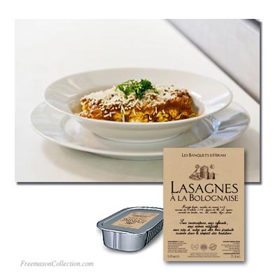 Agapes maçonniques. Plats préparés. Lasagnes à la Bolognaise