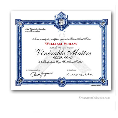 Diplôme de Vénérable Maître