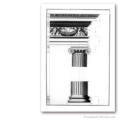 Colonne Ionique. Encyclopédie Diderot & d'Alembert, 1751-1777. Art maçonnique