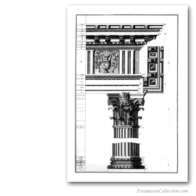 Colonne Corinthienne. Encyclopédie Diderot & d'Alembert, 1751-1777. Art maçonnique