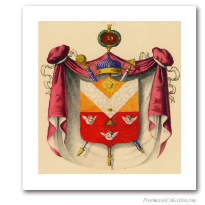 Armoiries Symboliques de Grand Ecossais de Saint André. 1837. Blason du 29° degré du REAA. Rite écossais ancien et accepté. Art maçonnique