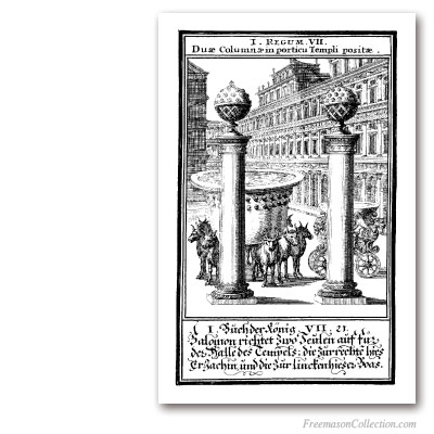 Colonnes du Temple de Salomon. Christoph Weigel, 1695. Art maçonnique