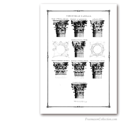 Chapiteaux Corinthiens. Isaac Ware, 1756. Art maçonnique