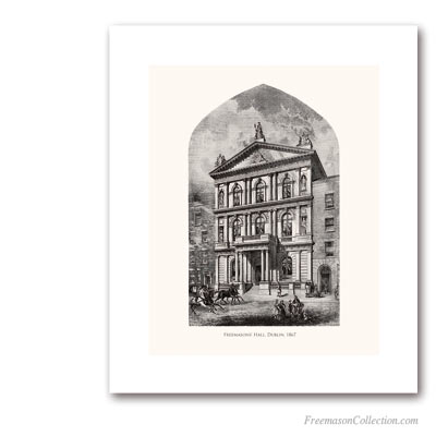 Freemason's Tavern à Dublin. Irlande, 1867. Gravure XIXème. Art maçonnique