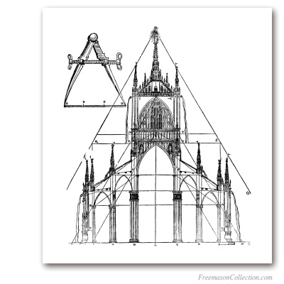 Le Compas et la Cathédrale. Virgil Solis, 1548. Façade de la Cathédrale de Milan. Art maçonnique