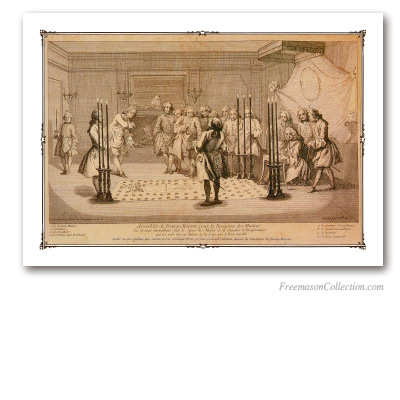 Assemblée des Francs-Maçons pour la Réception d'un Maître. Signe. Leonard Gabanon. Louis Travenol. XVIII. France. Colonne. Art maçonnique