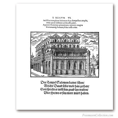 Le Temple de Salomon. Virgil Solis, 1560. 1 Rois 6. Art maçonnique