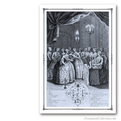 Réception d'une Dame dans l'Ordre des Mopses. 1745. Art maçonnique
