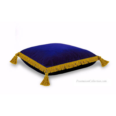 Coussin d'Autel Bleu Ciel. Velours et Passementerie. Franc-maçonnerie