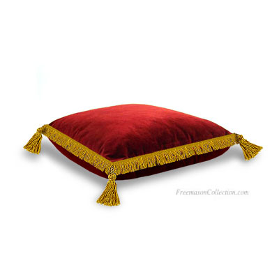 Coussin d'Autel velours rouge. Loge maçonnique.