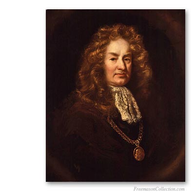 Elias Ashmole, Premier franc-maçon anglais attesté, initié en 1646 à Warrington. Art maçonnique